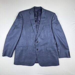 LAUREN Ralph Lauren Blue Plaid Silk Wool Sport Coat Blazer Size 46 L Windowpane